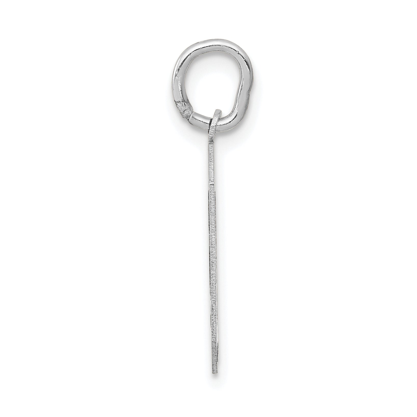 14K White Gold 14Kw Medium Satin Number 0 Charm