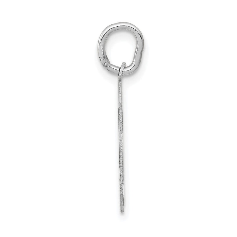 14K White Gold 14Kw Medium Satin Number 0 Charm