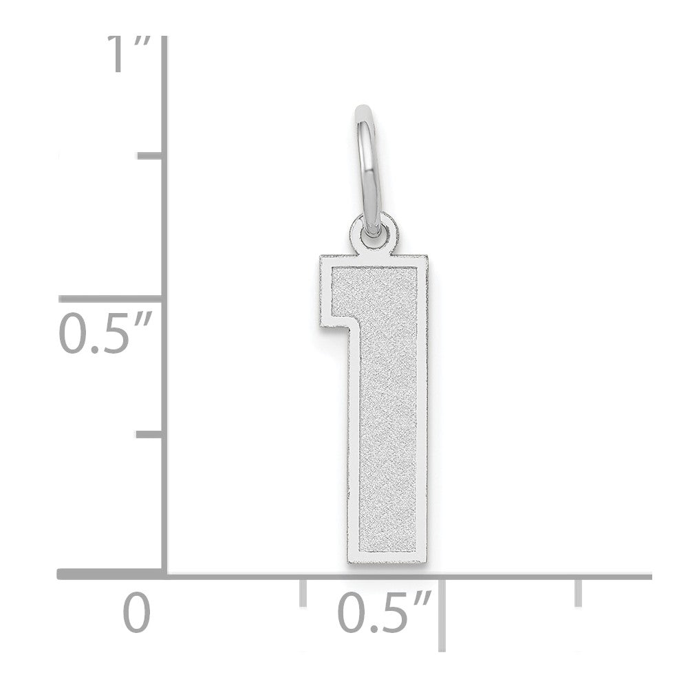 14k White Gold 14kw Medium Satin Number 1 Charm