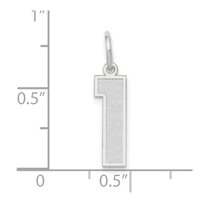 14k White Gold 14kw Medium Satin Number 1 Charm