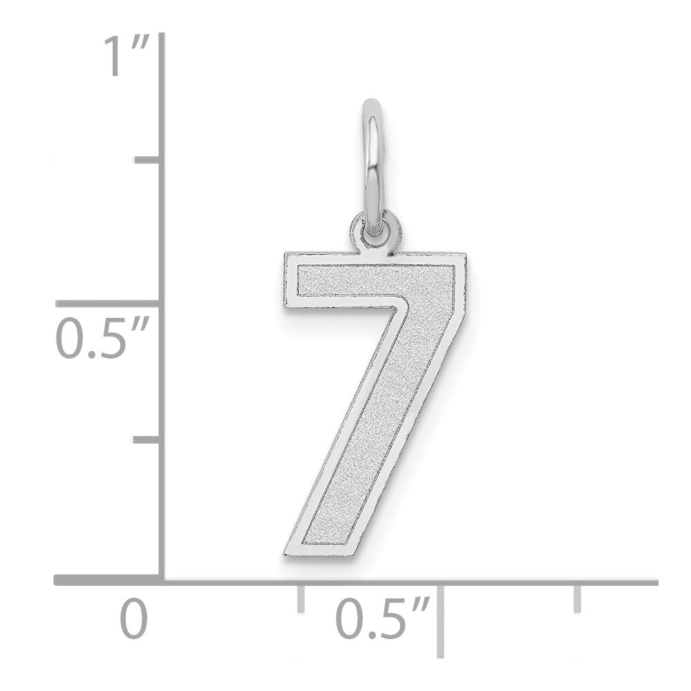 14k White Gold 14kw Medium Satin Number 7 Charm