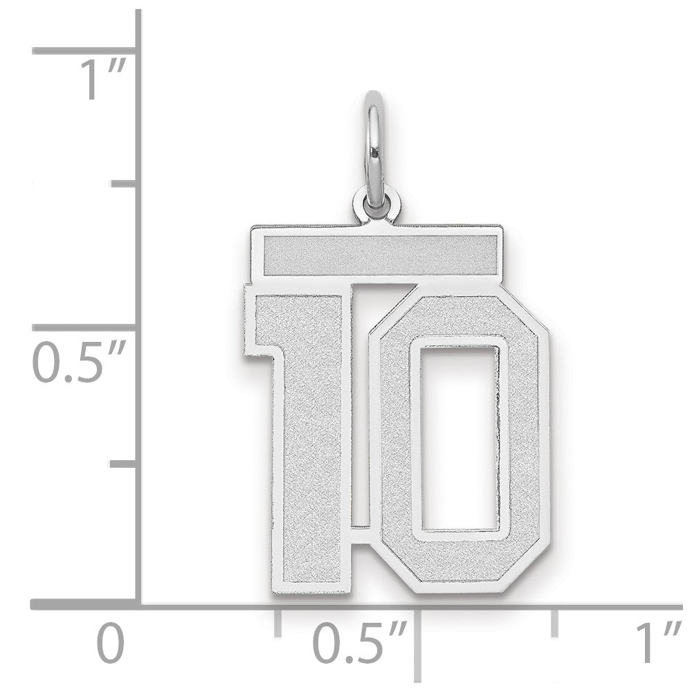 14k White Goldw Medium Satin Number 10 Charm