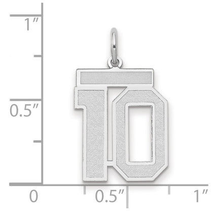 14k White Goldw Medium Satin Number 10 Charm