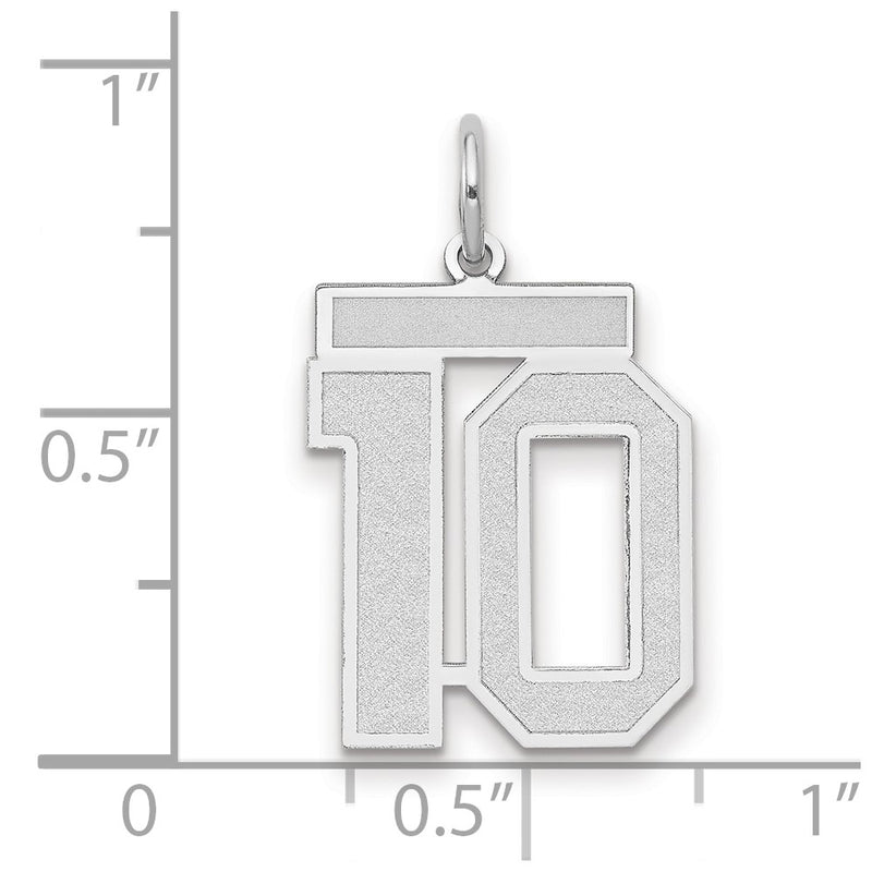 14k White Goldw Medium Satin Number 10 Charm