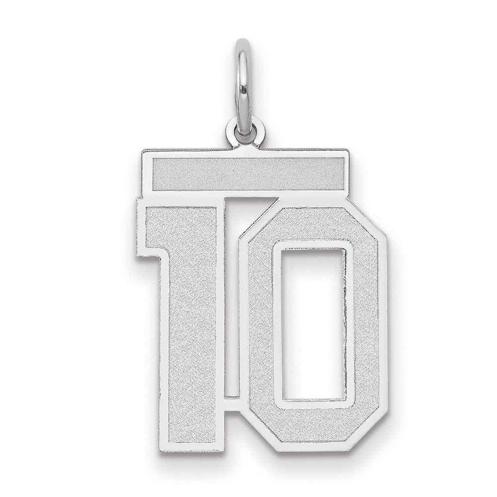 14k White Goldw Medium Satin Number 10 Charm