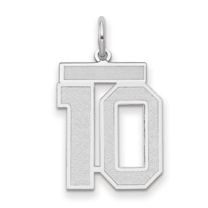 14k White Goldw Medium Satin Number 10 Charm