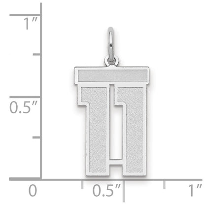14k White Goldw Medium Satin Number 11 Charm