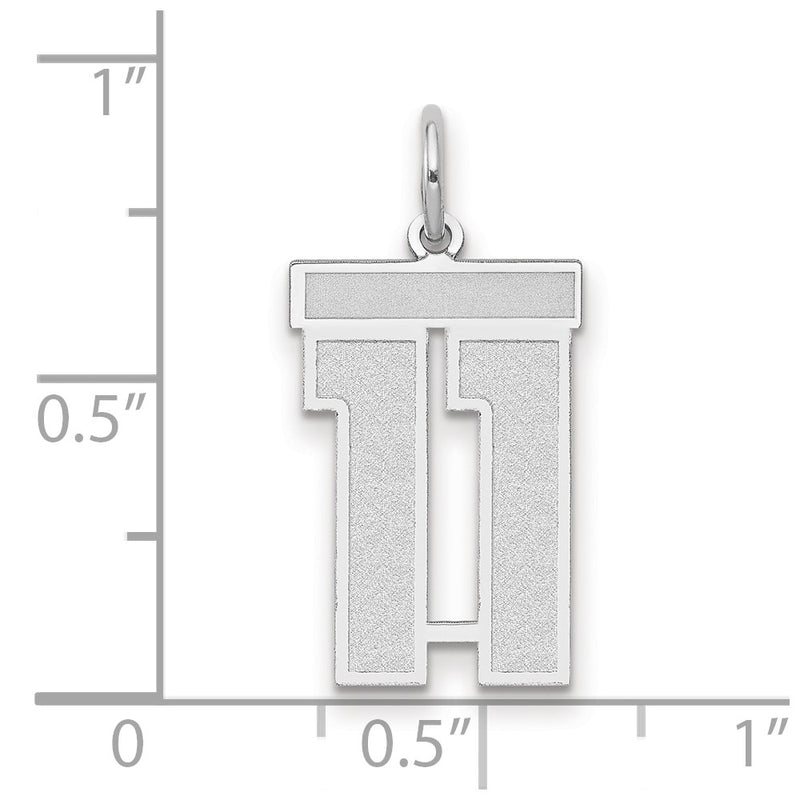 14k White Goldw Medium Satin Number 11 Charm