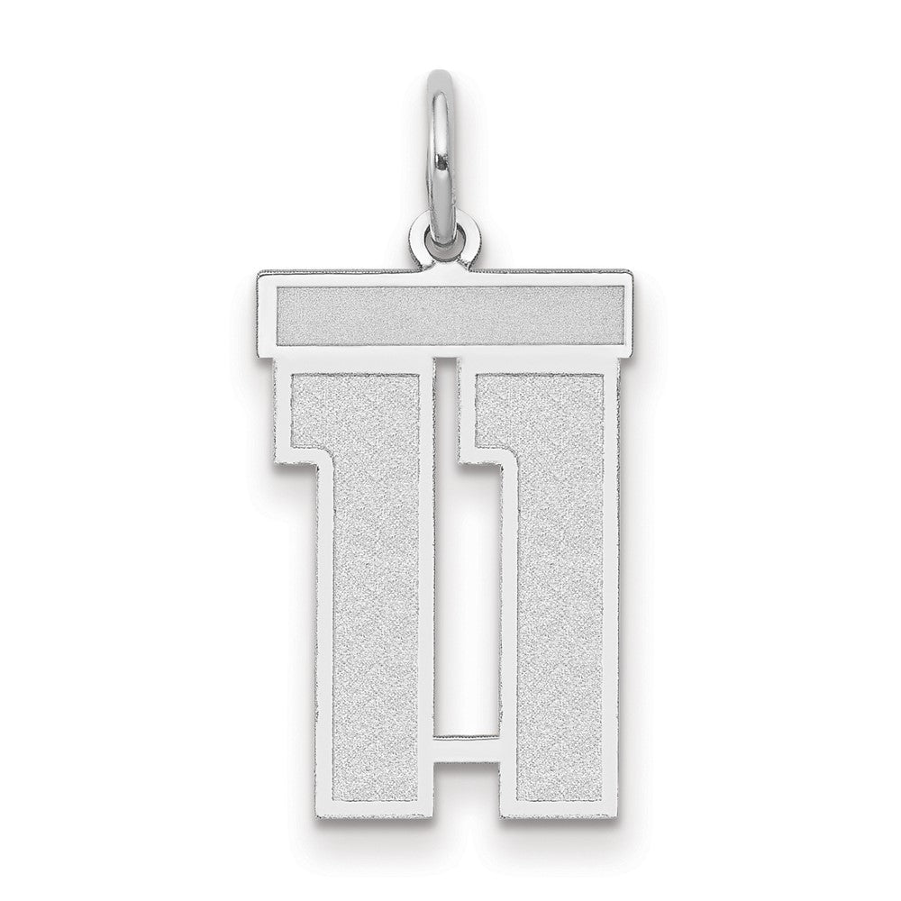 14k White Goldw Medium Satin Number 11 Charm