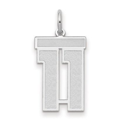 14k White Goldw Medium Satin Number 11 Charm