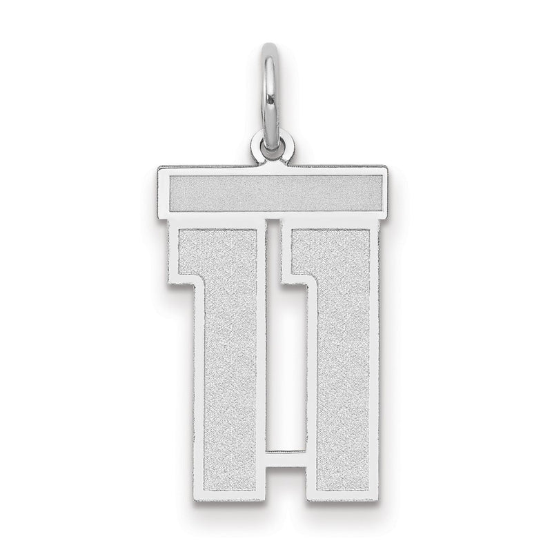 14k White Goldw Medium Satin Number 11 Charm