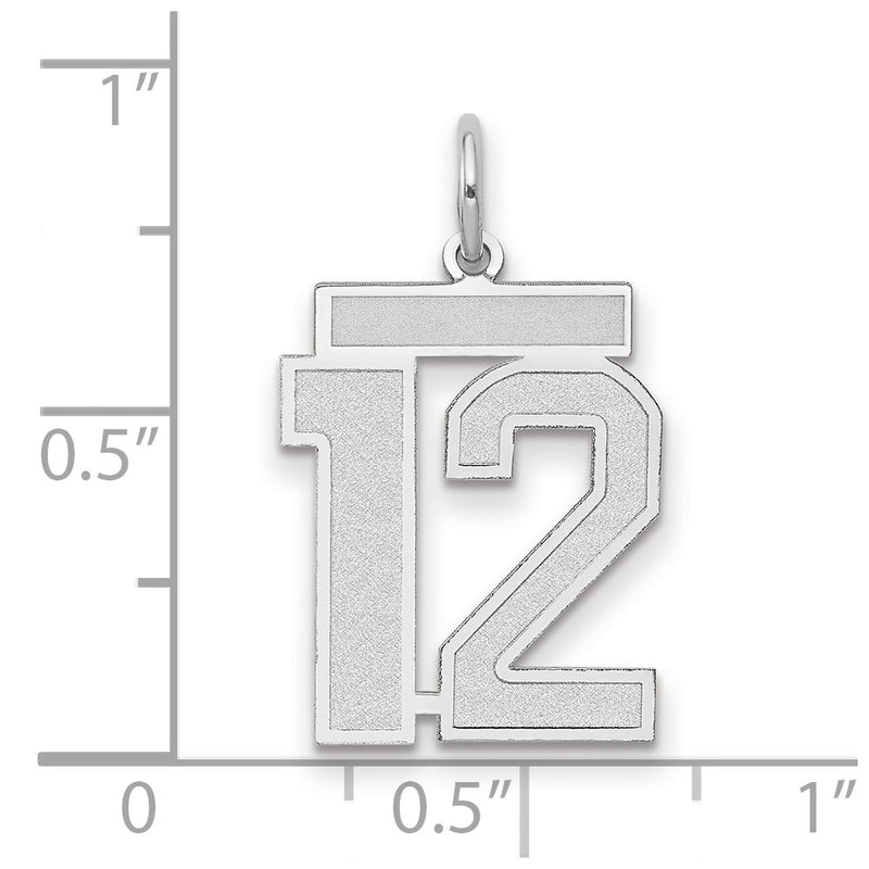14k White Goldw Medium Satin Number 12 Charm