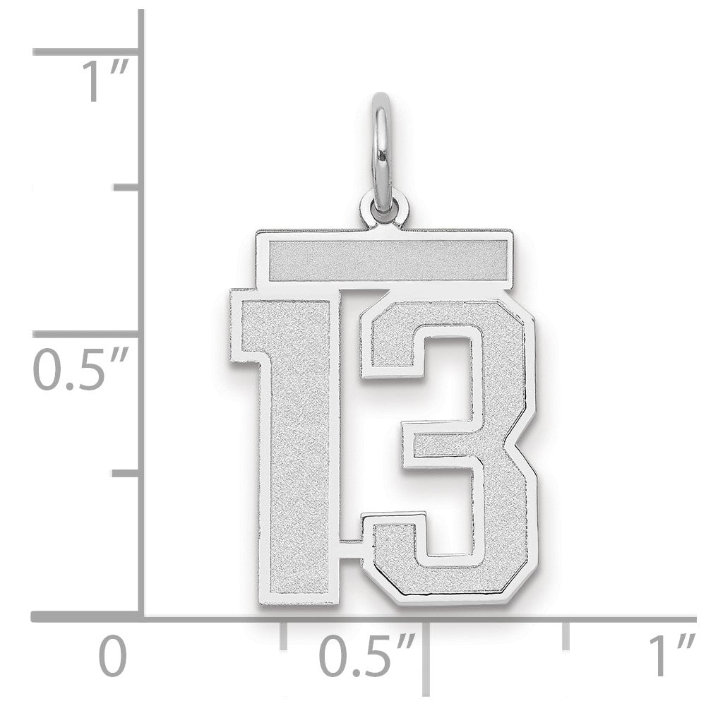 14k White Goldw Medium Satin Number 13 Charm