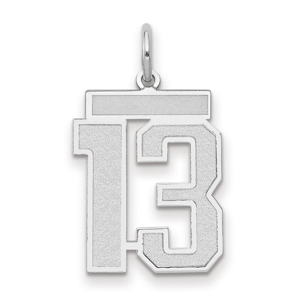 14k White Goldw Medium Satin Number 13 Charm