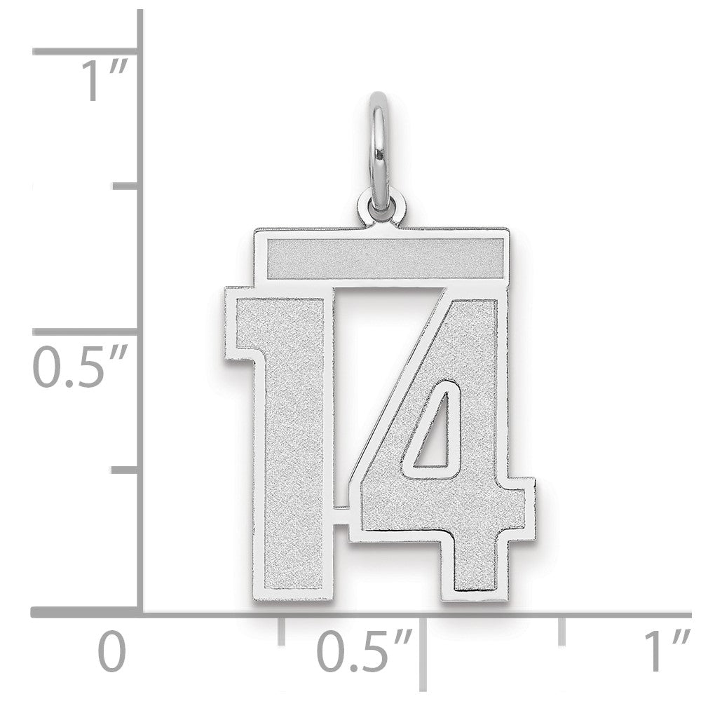 14k White Goldw Medium Satin Number 14 Charm