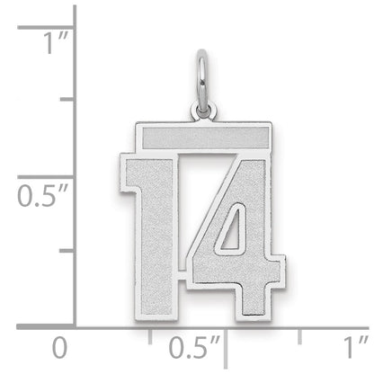 14k White Goldw Medium Satin Number 14 Charm