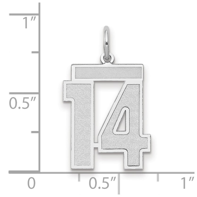 14k White Goldw Medium Satin Number 14 Charm