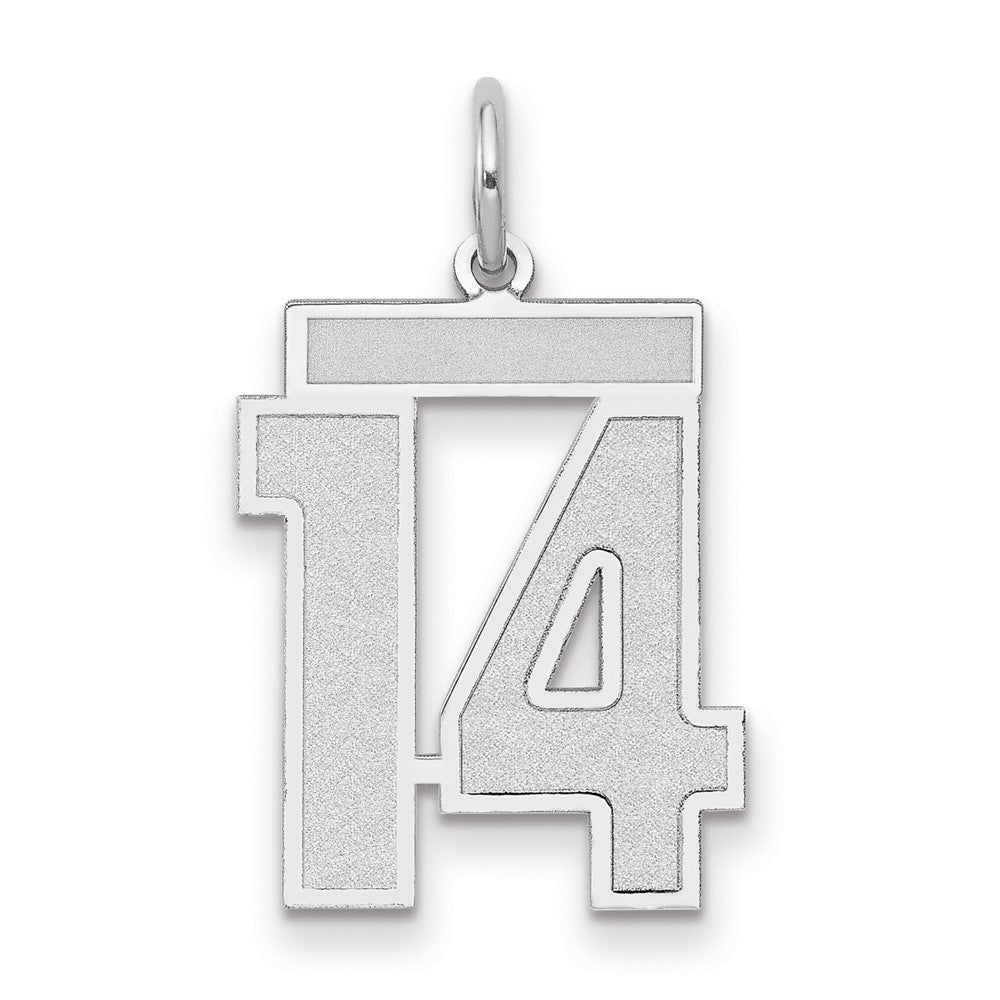 14k White Goldw Medium Satin Number 14 Charm