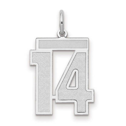 14k White Goldw Medium Satin Number 14 Charm