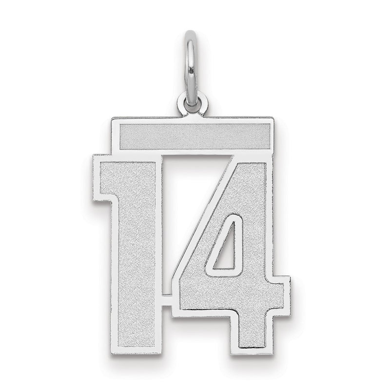 14k White Goldw Medium Satin Number 14 Charm