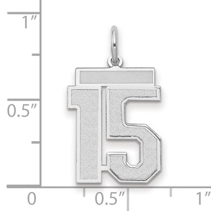 14k White Goldw Medium Satin Number 15 Charm