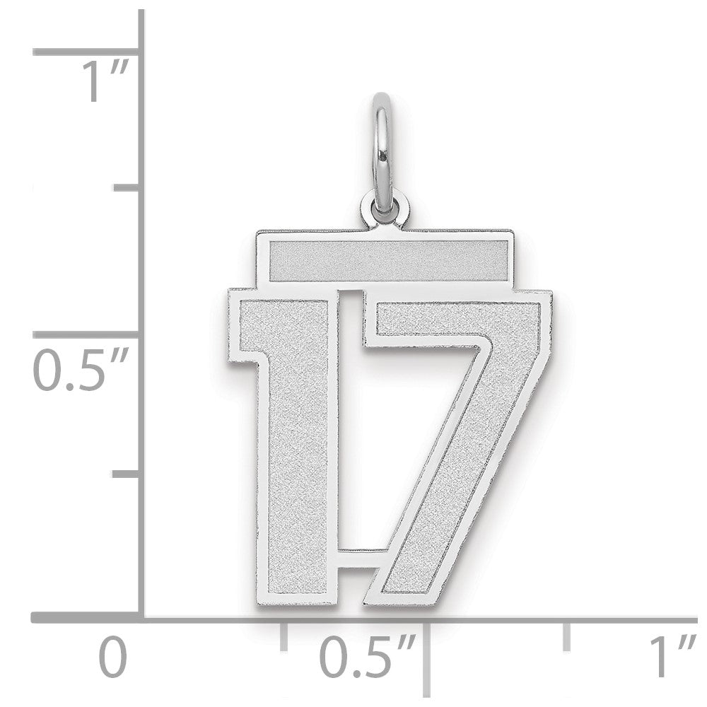 14k White Goldw Medium Satin Number 17 Charm