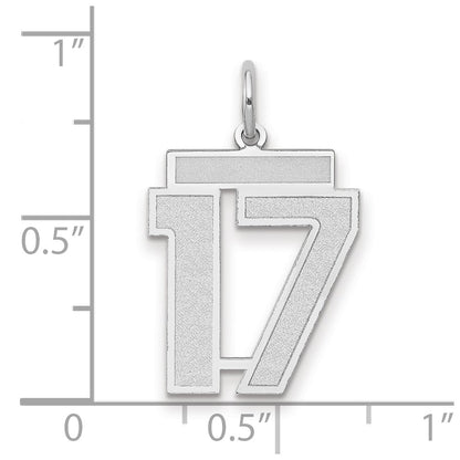 14k White Goldw Medium Satin Number 17 Charm