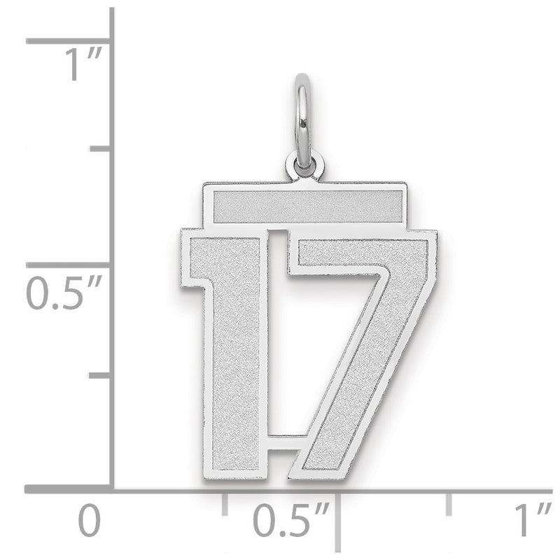 14k White Goldw Medium Satin Number 17 Charm