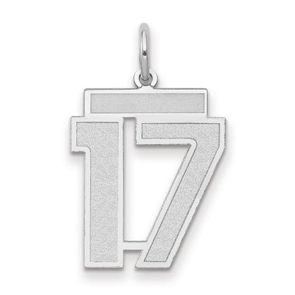 14k White Goldw Medium Satin Number 17 Charm
