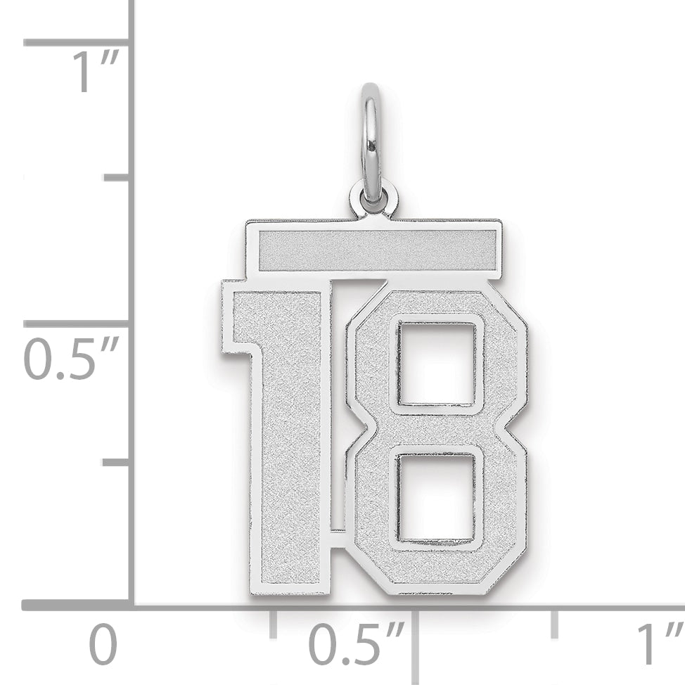14k White Goldw Medium Satin Number 18 Charm
