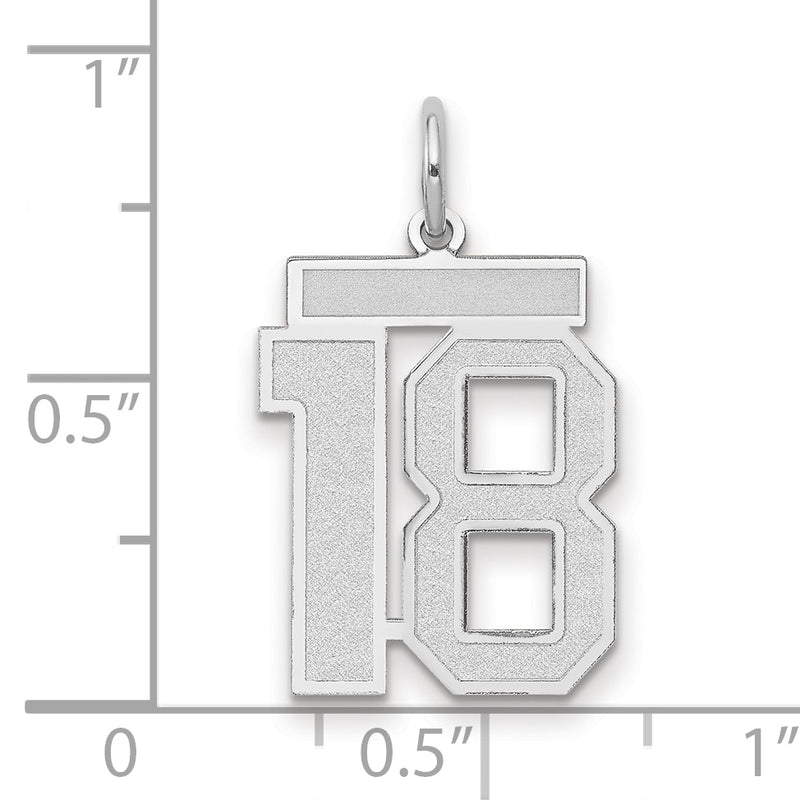 14k White Goldw Medium Satin Number 18 Charm