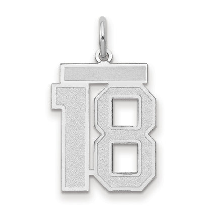 14k White Goldw Medium Satin Number 18 Charm
