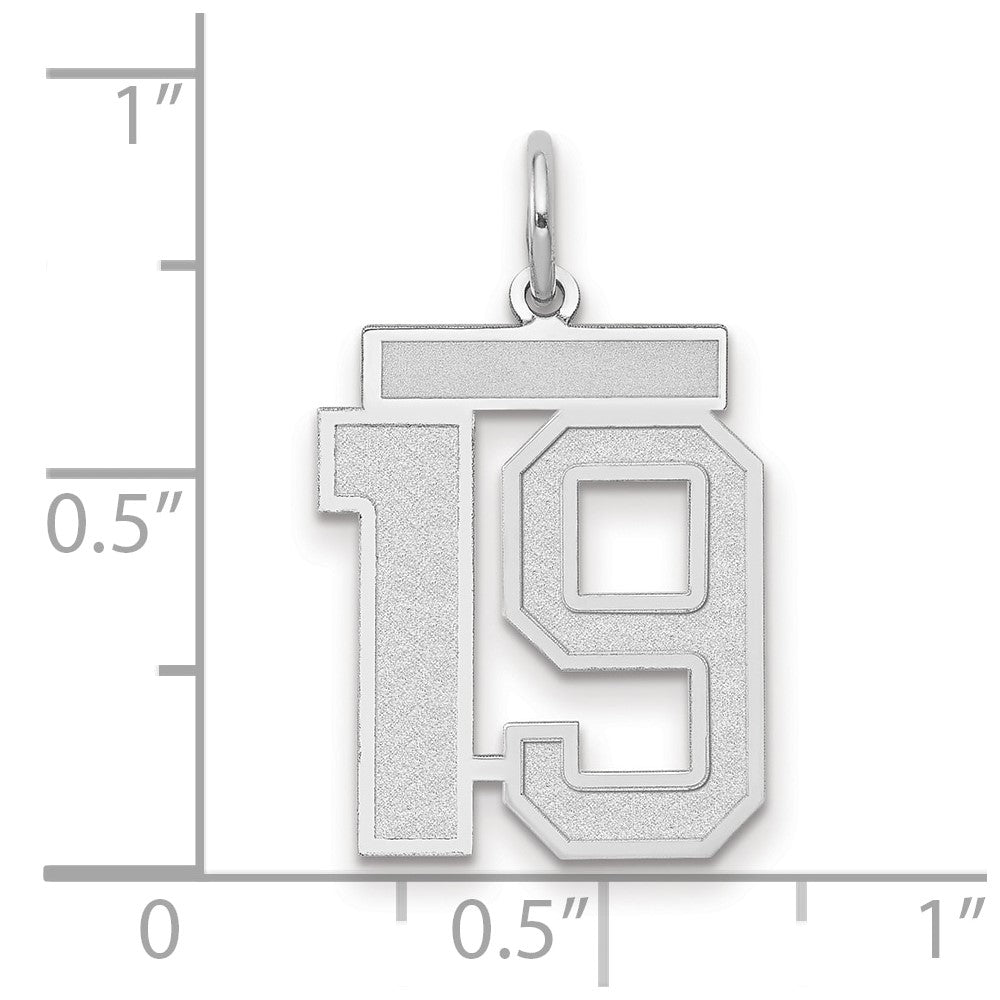 14k White Goldw Medium Satin Number 19 Charm