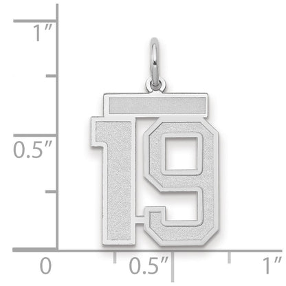 14k White Goldw Medium Satin Number 19 Charm