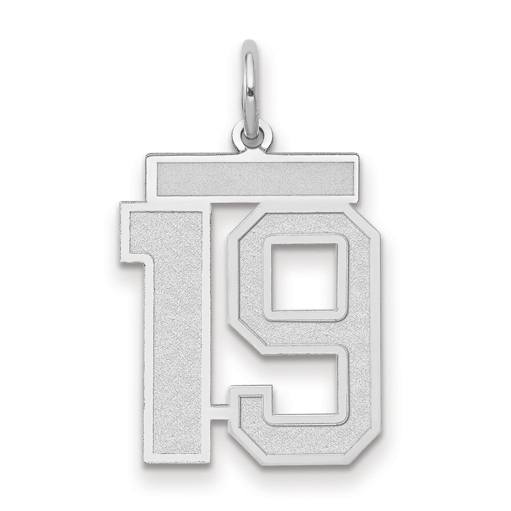 14k White Goldw Medium Satin Number 19 Charm