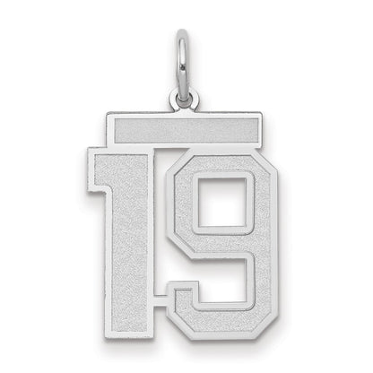 14k White Goldw Medium Satin Number 19 Charm