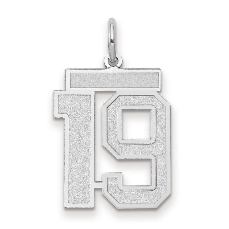14k White Goldw Medium Satin Number 19 Charm