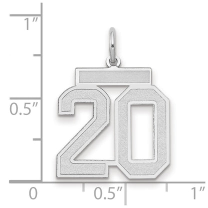 14k White Goldw Medium Satin Number 20 Charm