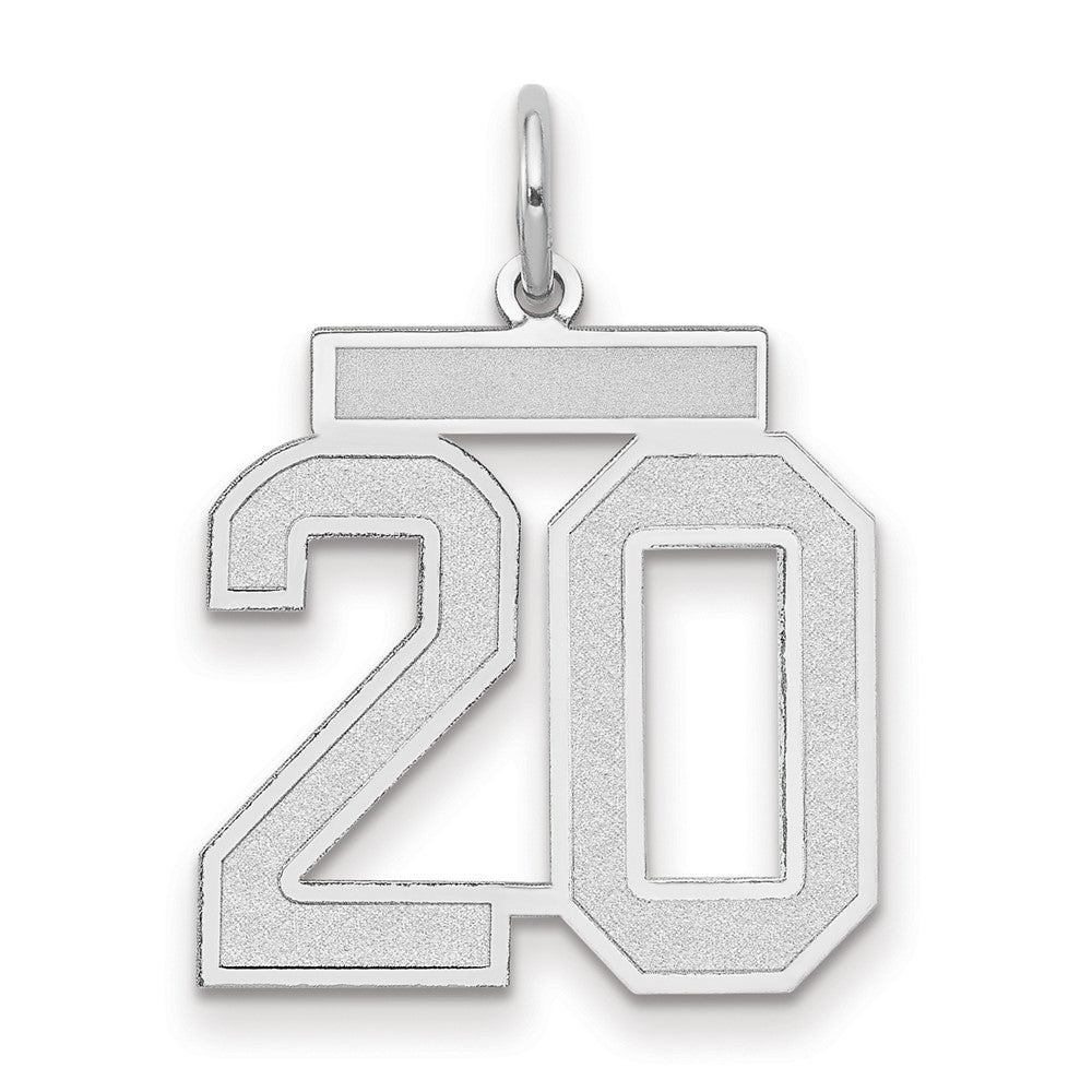 14k White Goldw Medium Satin Number 20 Charm
