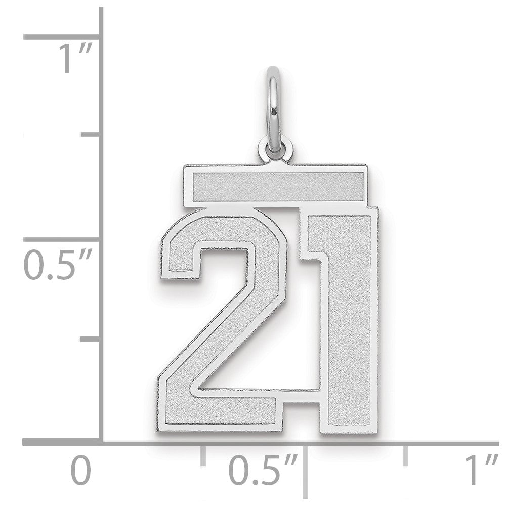 14k White Goldw Medium Satin Number 21 Charm