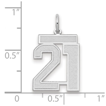 14k White Goldw Medium Satin Number 21 Charm