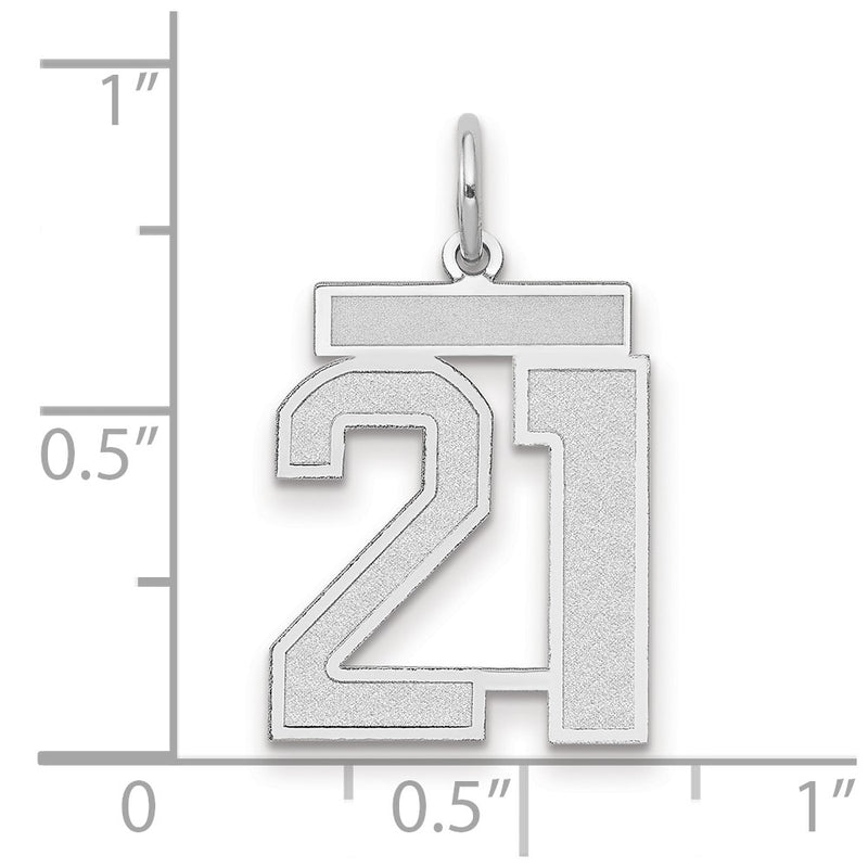 14k White Goldw Medium Satin Number 21 Charm