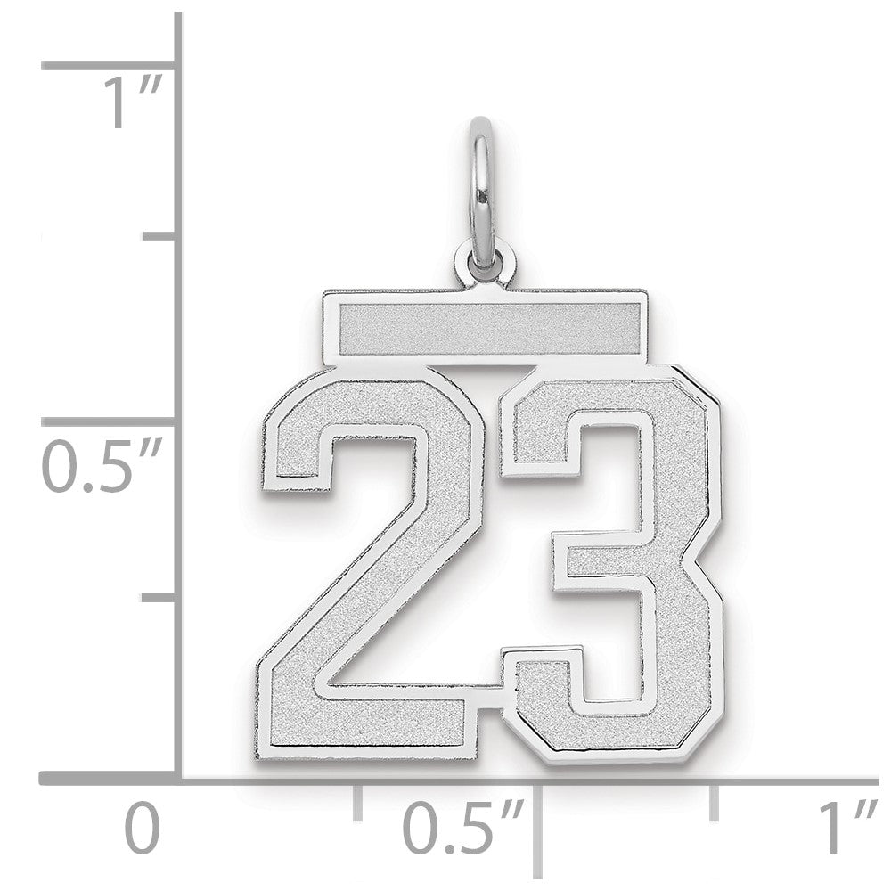 14k White Goldw Medium Satin Number 23 Charm