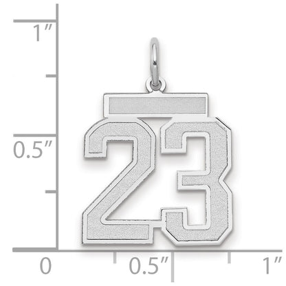 14k White Goldw Medium Satin Number 23 Charm