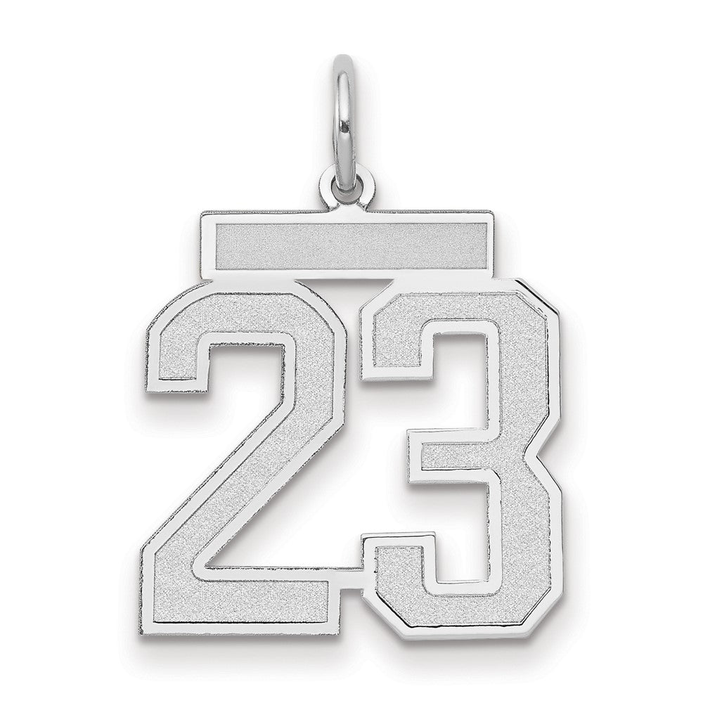 14k White Goldw Medium Satin Number 23 Charm