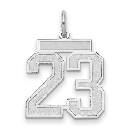 14k White Goldw Medium Satin Number 23 Charm