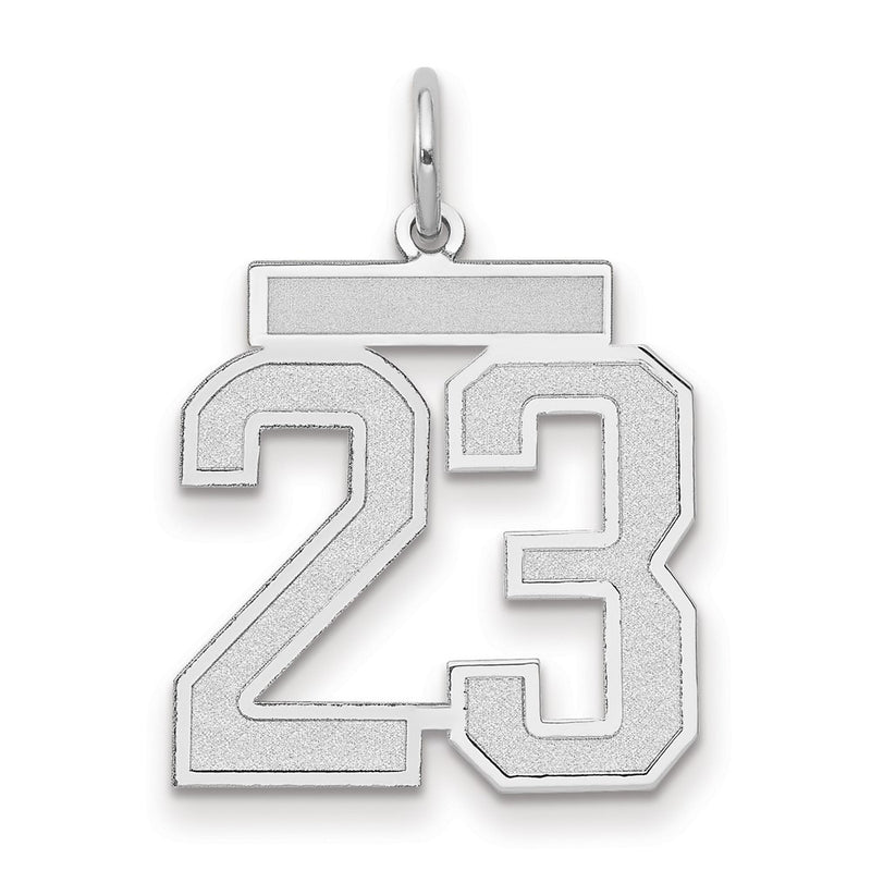 14k White Goldw Medium Satin Number 23 Charm