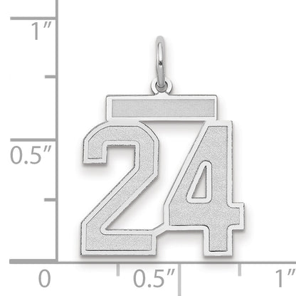 14k White Goldw Medium Satin Number 24 Charm