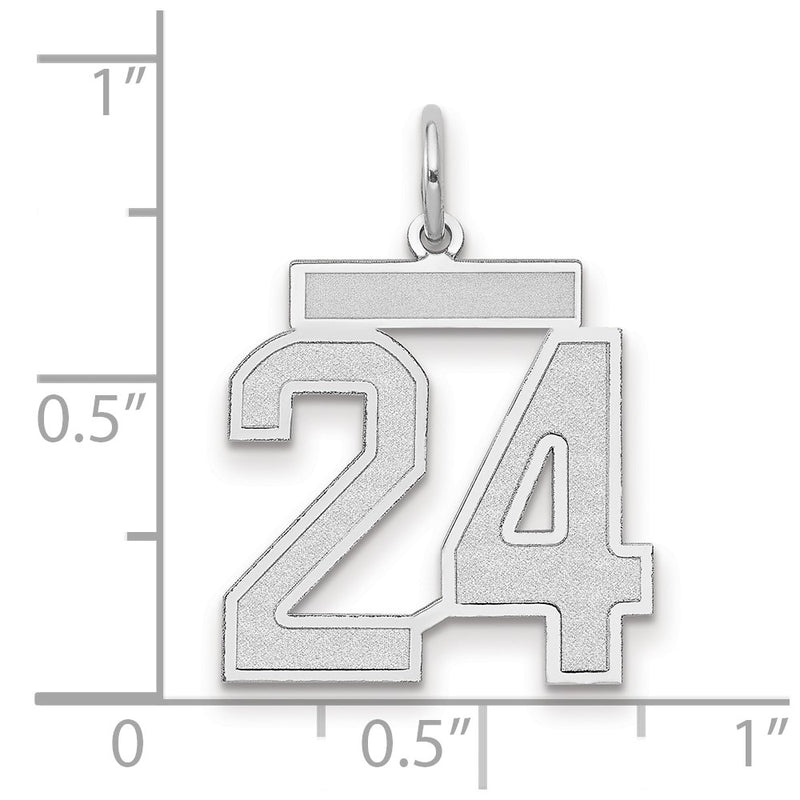 14k White Goldw Medium Satin Number 24 Charm