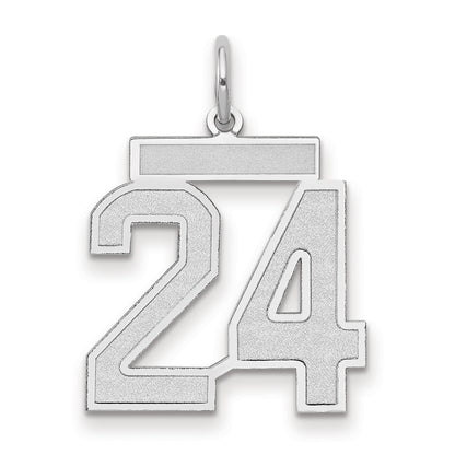 14k White Goldw Medium Satin Number 24 Charm